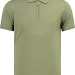 Herren-Poloshirt mit Reißverschluss, tailliert, Strick, Stefano - AJ-601 - Khaki
