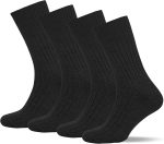 Hergestellt aus natürlicher Baumwolle, 4er-Packung nahtlose Rippstrick-Socken aus Bio-Baumwolle für Damen und Herren NaturWalk - 207 A - SCHWARZ