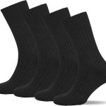 Hergestellt aus natürlicher Baumwolle, 4er-Packung nahtlose Rippstrick-Socken aus Bio-Baumwolle für Damen und Herren NaturWalk - 207 A - SCHWARZ