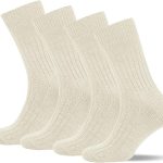 Hergestellt aus natürlicher Baumwolle, 4er-Packung Nahtlose Rippstrick-Socken aus Bio-Baumwolle für Damen und Herren NaturWalk - 207 B - EKRU