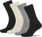 Hergestellt aus natürlicher Baumwolle, 4er-Packung Nahtlose Rippstrick-Socken aus Bio-Baumwolle für Damen und Herren NaturWalk - 207 D - MIX1