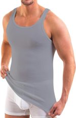 5er-Pack Premium Classic Herren-Unterhemd ALEXANDER Extra Long - Gekämmte, feine Bio-Baumwolle (einfarbig) - GRAU