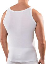 5er-Pack Premium-Ripp-Herren-Unterhemden CESAR Extra Long – gekämmte, feine Bio-Baumwolle (Twill) – WEISS – Bild 2