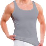 5er-Pack Premium-Rib-Herren-Unterhemden CESAR Extra Long – Gekämmter, feiner Twill aus Bio-Baumwolle – GRAU