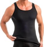 5er-Pack Premium-Rippstrick-Unterhemden für Herren CESAR Extra Long – Gekämmte, feine Bio-Baumwolle – SCHWARZ