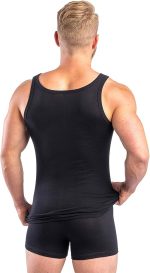 5er-Pack Premium-Rippstrick-Unterhemden für Herren CESAR Extra Long – Gekämmte, feine Bio-Baumwolle – SCHWARZ – Bild 2