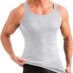 5er-Pack Premium-Rib-Herren-Unterhemd CESAR Extra Long – Gekämmter, feiner Twill aus Bio-Baumwolle – GRAU MELANGE