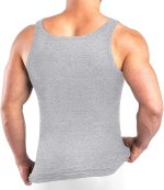 5er-Pack Premium-Rib-Herren-Unterhemd CESAR Extra Long – Gekämmter, feiner Twill aus Bio-Baumwolle – GRAU MELANGE – Bild 2