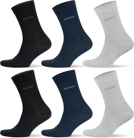 6 Paar Herrensocken der Marke BAMBOO Premium Classic in einer Box – AJ-204 MIX 2
