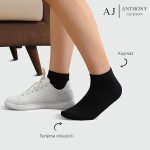 10 Paar verpackte, hochwertige, knöchellange Sport-Socken aus Bambus für Damen und Herren, Modell JESUS ​​- SCHWARZ – Bild 3