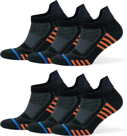 6 Paar hochwertige, gemusterte, nahtlose Sportsocken aus Bambus für Damen und Herren, ideal zum Laufen und Wandern (Fabian - AJ-205 A)
