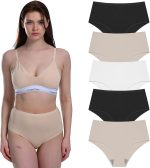 Lycra 5er-Pack Premium-Damen-Slips mit hohem Bund für den täglichen Gebrauch, Beere G-007 C