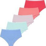 Lycra 5er-Pack Premium-Damen-Slips mit hohem Bund für den täglichen Gebrauch, Farbe: Beere G-007 D – Bild 7