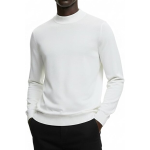 Hochwertiger Herren-Strickpullover mit halbem Rollkragen, Modell Gregorio – Weiß