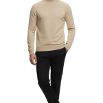 Hochwertiger Herren-Strickpullover mit halbem Rollkragen, Gregorio - Beige
