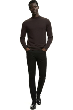 Hochwertiger Herren-Strickpullover mit halbem Rollkragen, Modell Gregorio – Braun