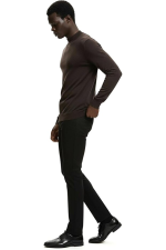 Hochwertiger Herren-Strickpullover mit halbem Rollkragen, Modell Gregorio – Braun – Bild 4