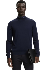 Hochwertiger Herren-Strickpullover mit halbem Rollkragen, Modell Gregorio – Marineblau