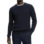 Hochwertiger Baumwoll-Rippstrickpullover von Giordani – Marineblau