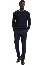 Hochwertiger Baumwoll-Rippstrickpullover von Giordani – Marineblau – Bild 3