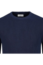 Hochwertiger Baumwoll-Rippstrickpullover von Giordani – Marineblau – Bild 5