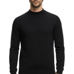 Hochwertiger Herren-Strickpullover mit halbem Rollkragen, Modell Gregorio – Schwarz