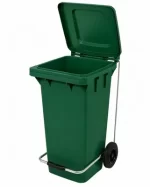 120L Müllcontainer mit Pedal – Grün – Bild 3